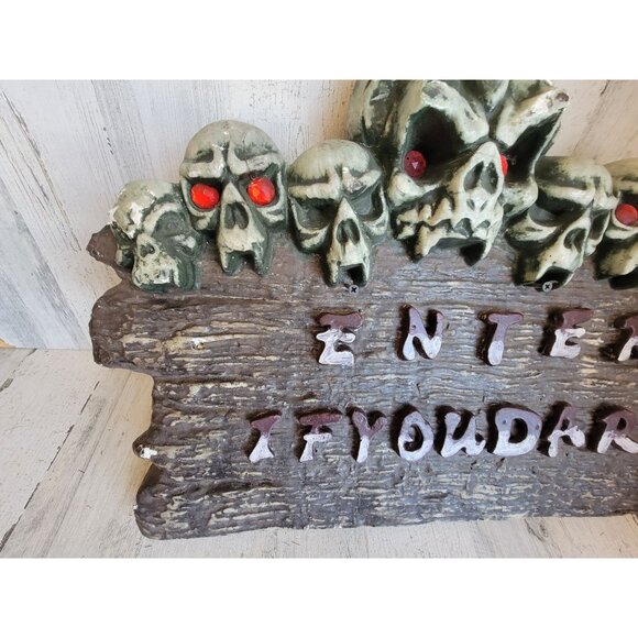 Foam skull AS IS enter if you dare Halloween sign prop home decor - Picture 2 of 13